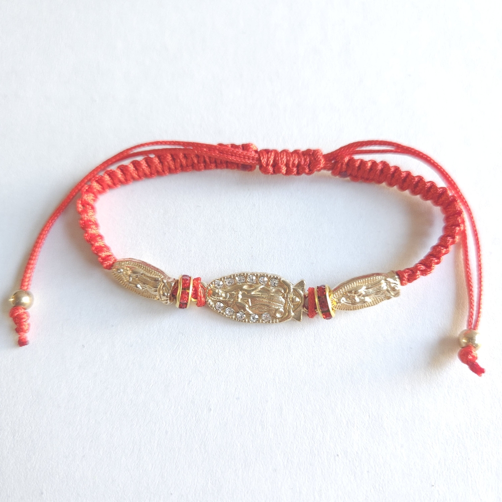 Elegant Gold and Red Bracelet Virgen De Guadalupe